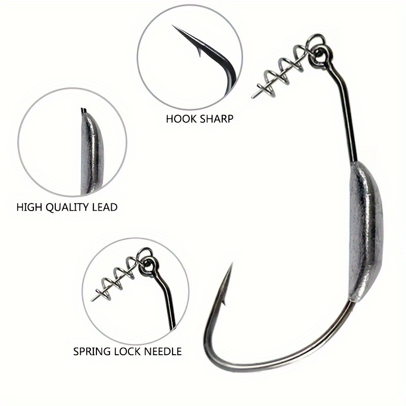 Underspin Swimbait Weighted Hooks, 10Pcs Underspin Jig Heads Swimbait Hooks  with Spinner Blade Twist Lock Weighted Fishing Hook for Soft Lures