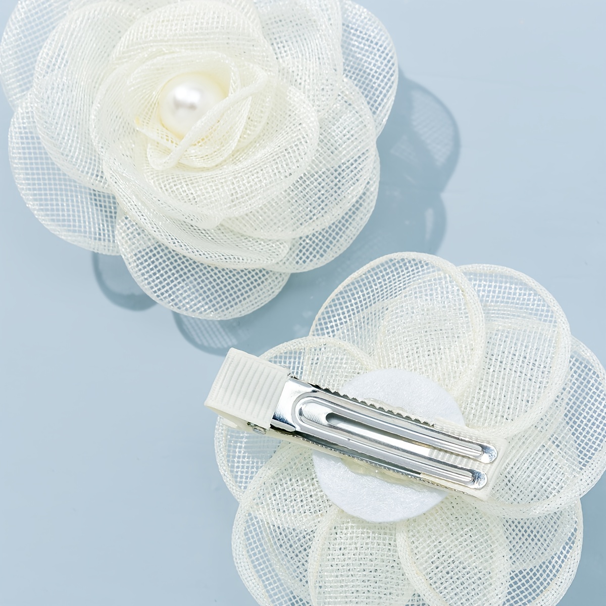 2pcs white rose flower hair clip vintage wedding flower decorative hair accessories for women girls