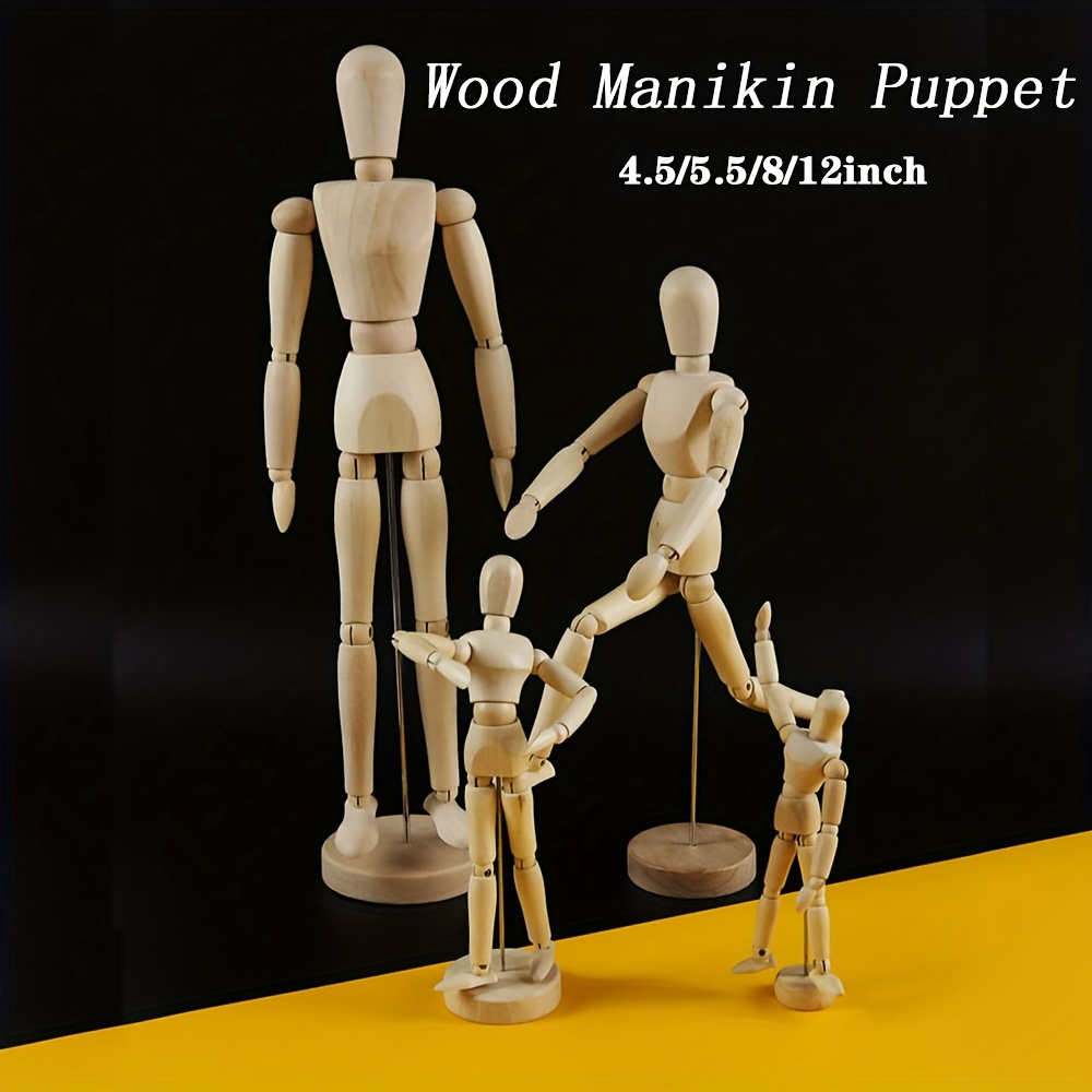 

4.5/5.5/8/12/ Inch Wood Manikin Puppet Wooden Mannequin With Stand Artist Human Figure Articulated Model For Drawing Or Desktop Decor