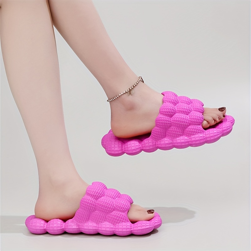 Women's Lychee Pattern Slides Massage Bath Shoes Non Slip Home Slides