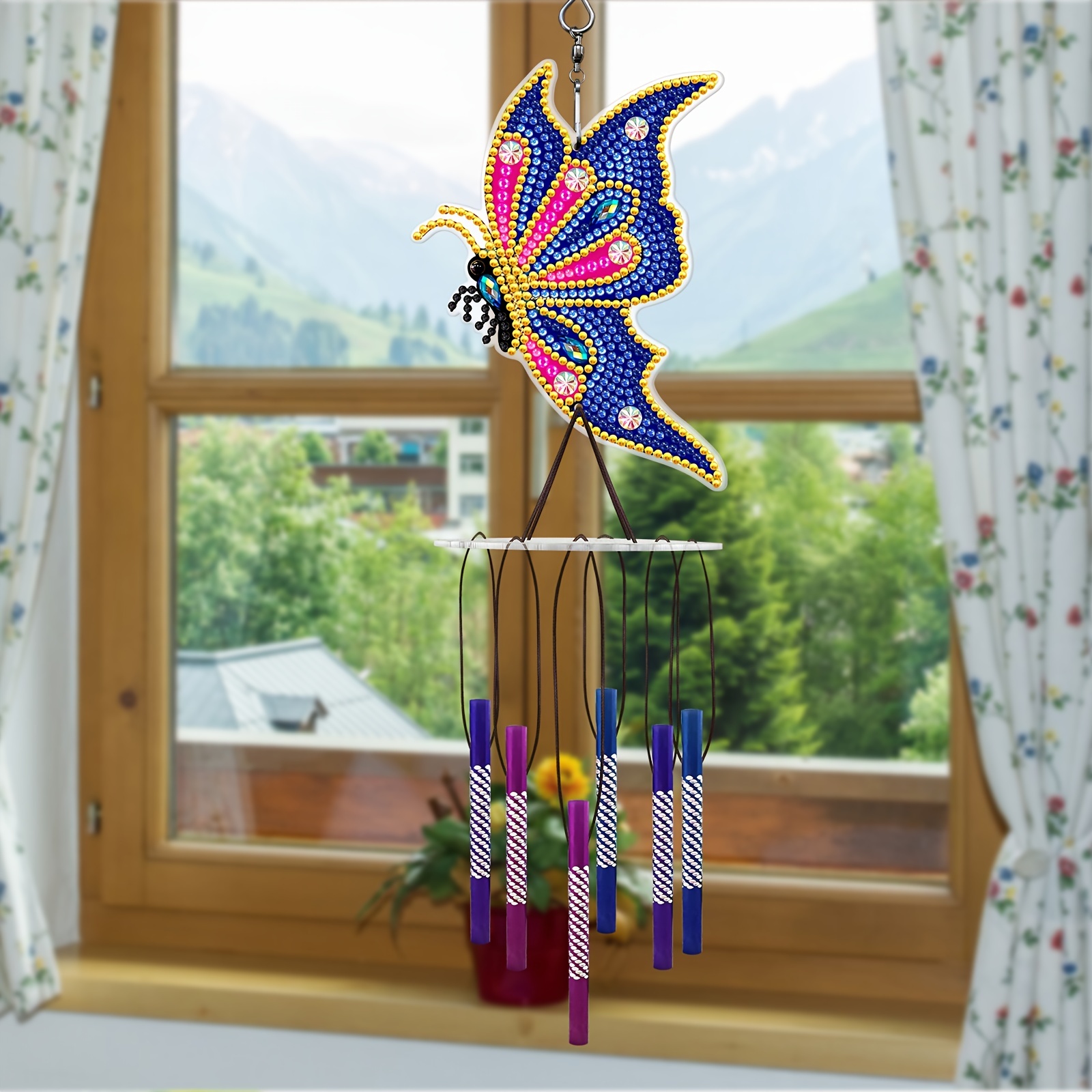 5d Diy Diamond Painting Wind Chime Pendant Dragonfly - Temu