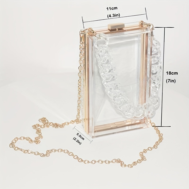 Acrylic Paris Perfume Shaped Bag, Trendy Chain Evening Bag, Women's Mini  Square Purse For Prom Banquet (6.3*4.9*2.4) Inch - Temu