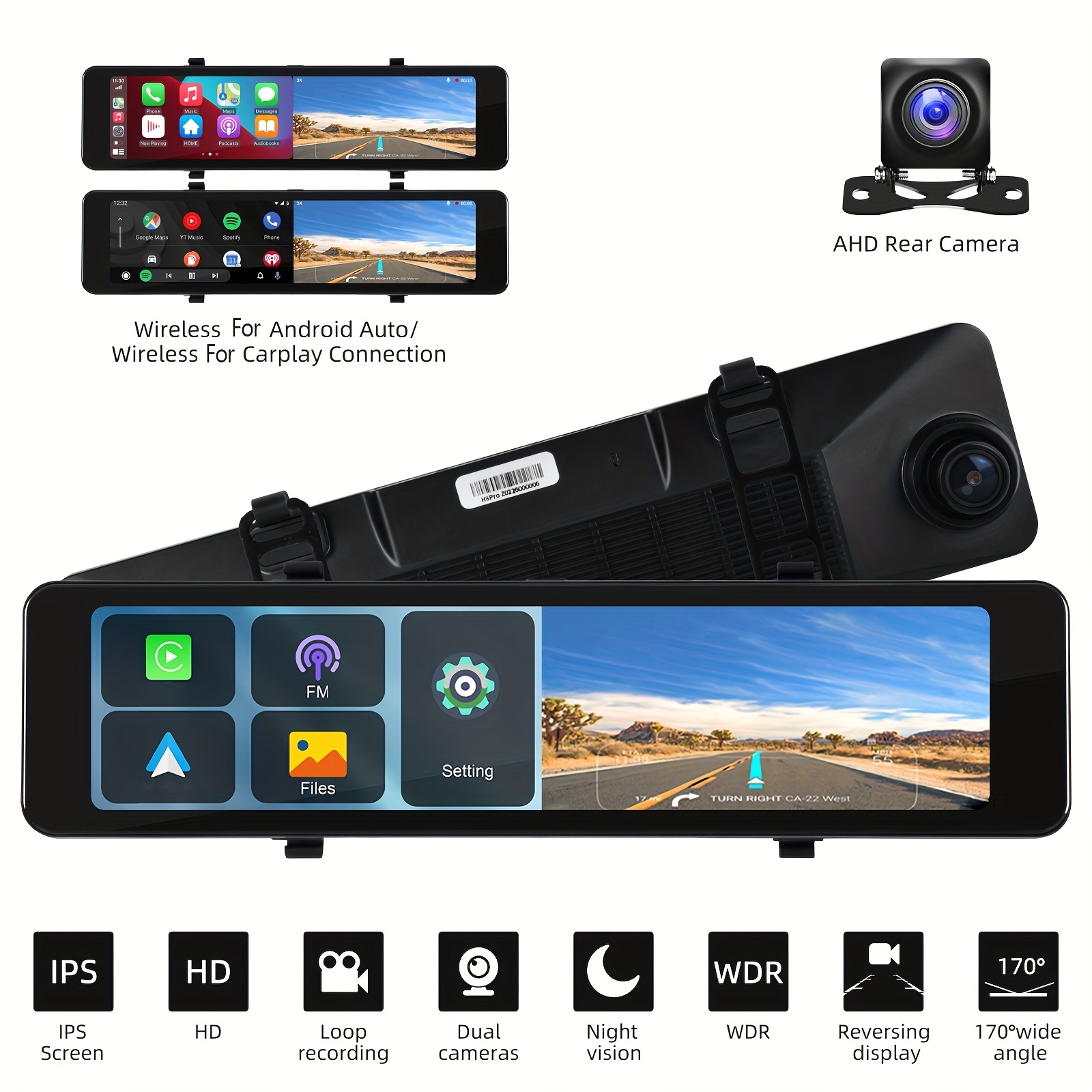 Screen Carplay Portable Car Monitor Car Dvr Recorder Support Rear