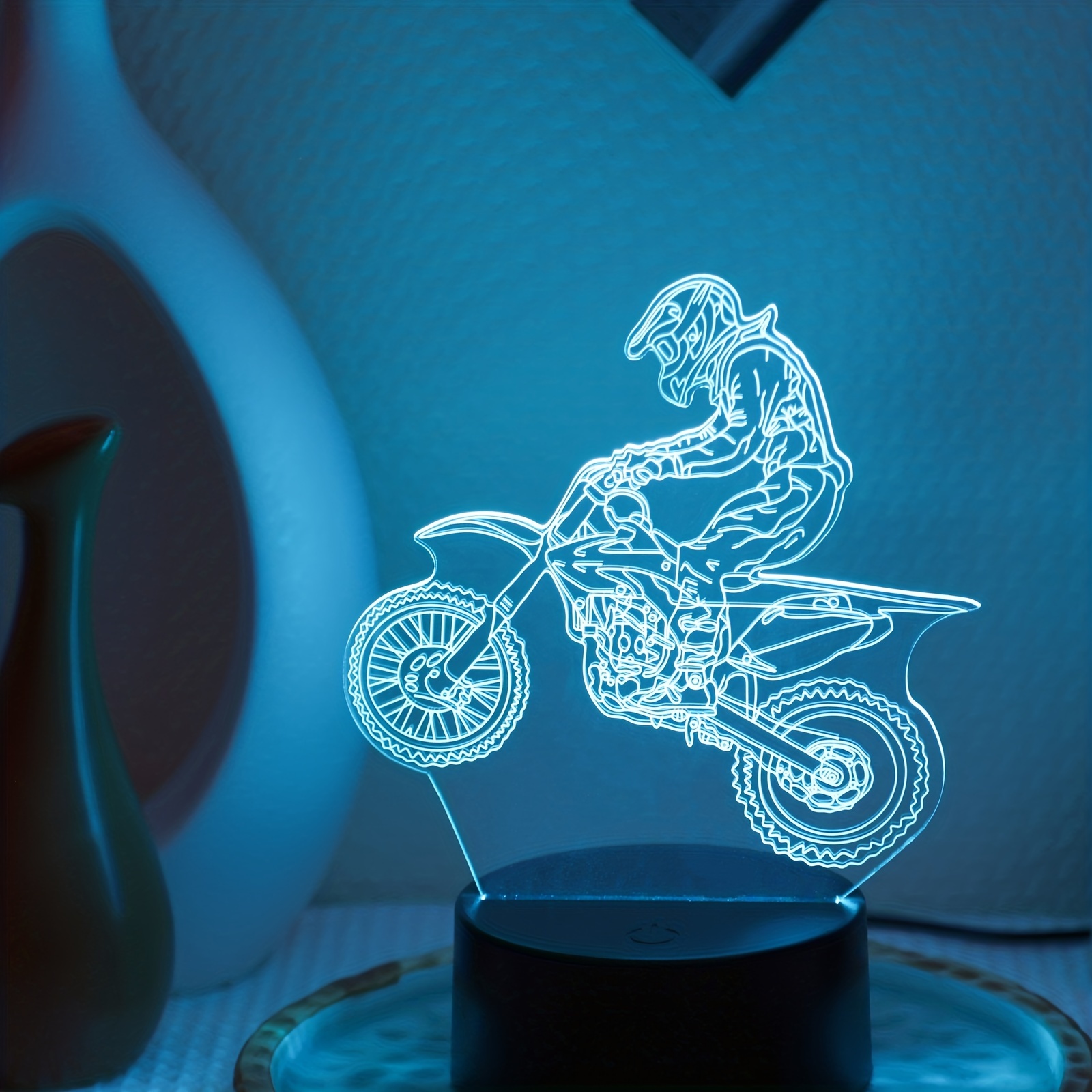 DIRT BIKE MOTOCROSS 3D Acrylic LED 7 Colour Night Light Touch Table Lamp  Gift 2