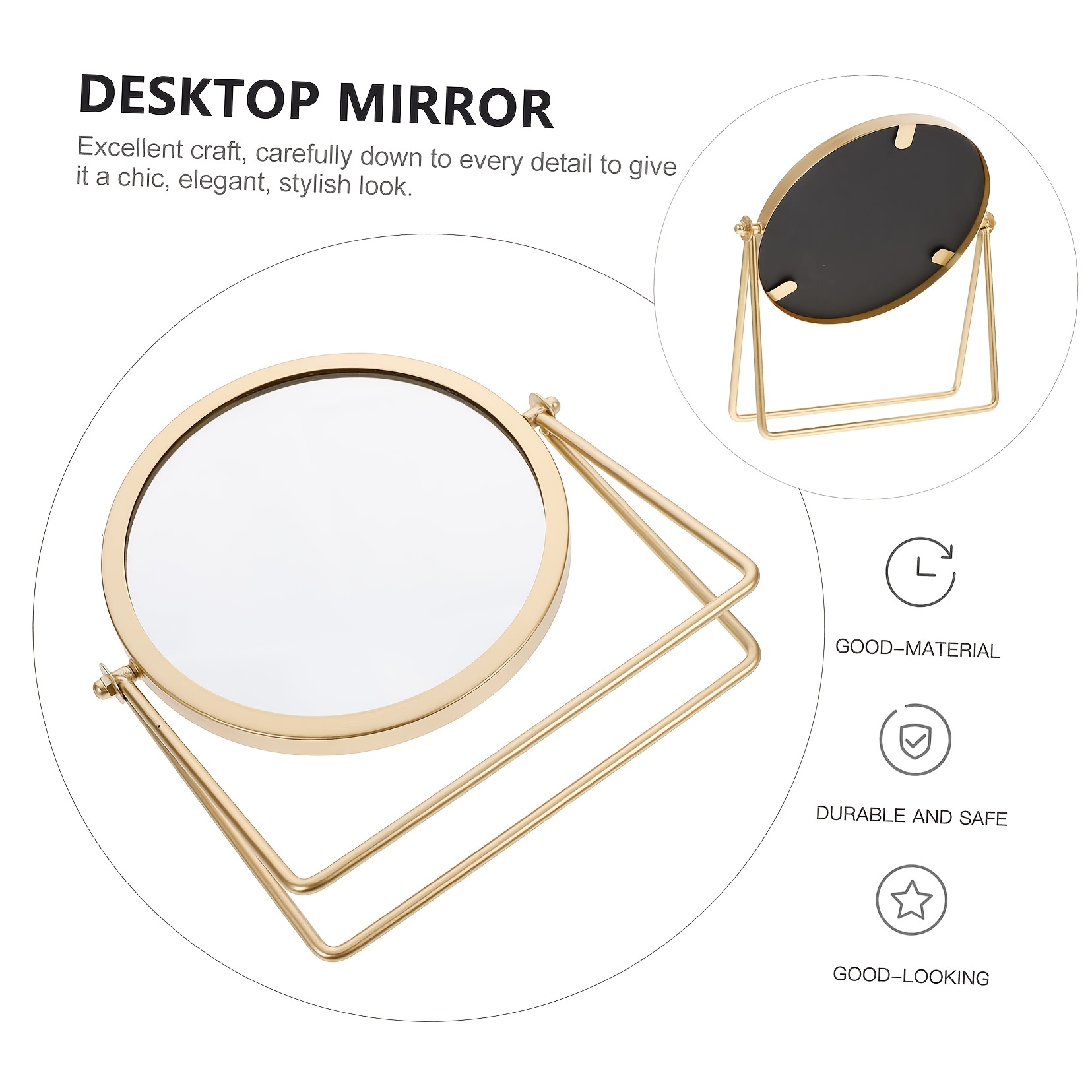 Tabletop Makeup Mirror Round Swivel Beauty Desktop Stand - Temu