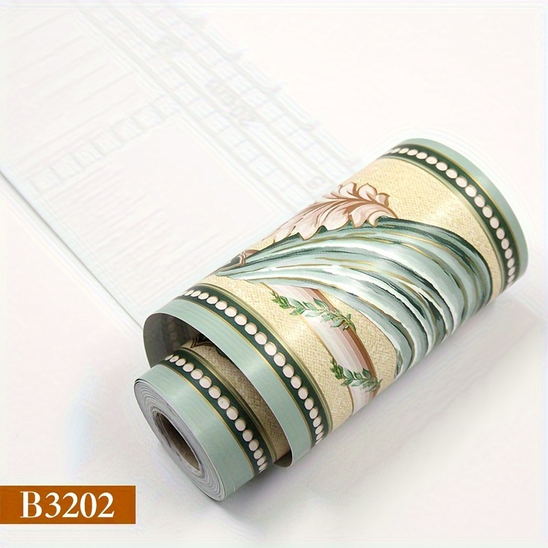 Image of 1pc Vintage Floral Skirting Line Wall Sticker, Waist Line Border Wall Sticker, Self-adhesive Tv Background Wall Door Frame Sticker, Home Decorations