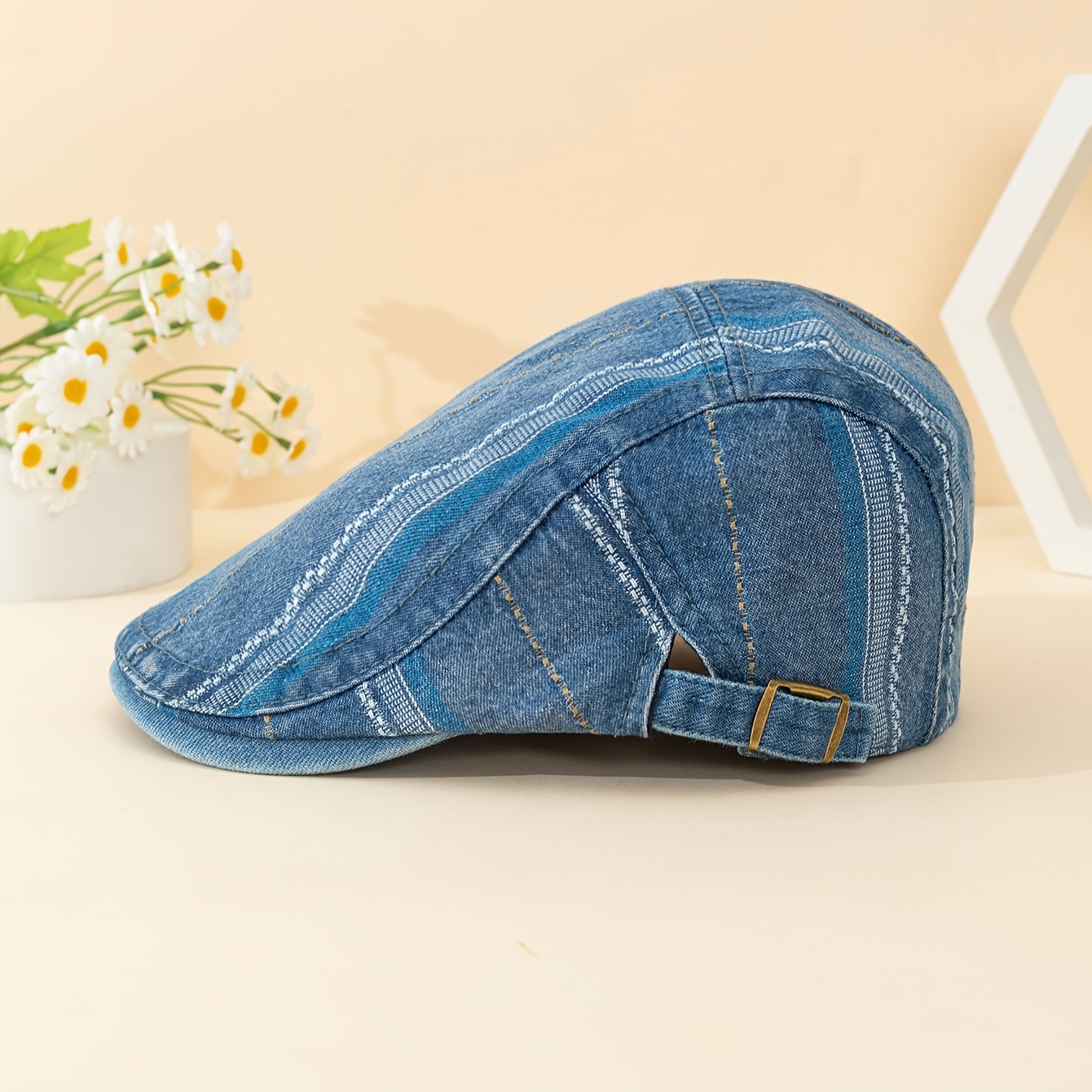 1pc Unisex Teenagers' Vintage Style Washed Denim Fabric Brimmed