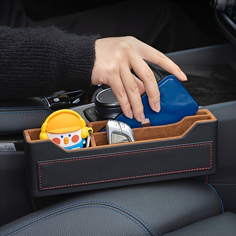 Car Seat Storage Bag Sundries Storage Bag Pu Car - Temu
