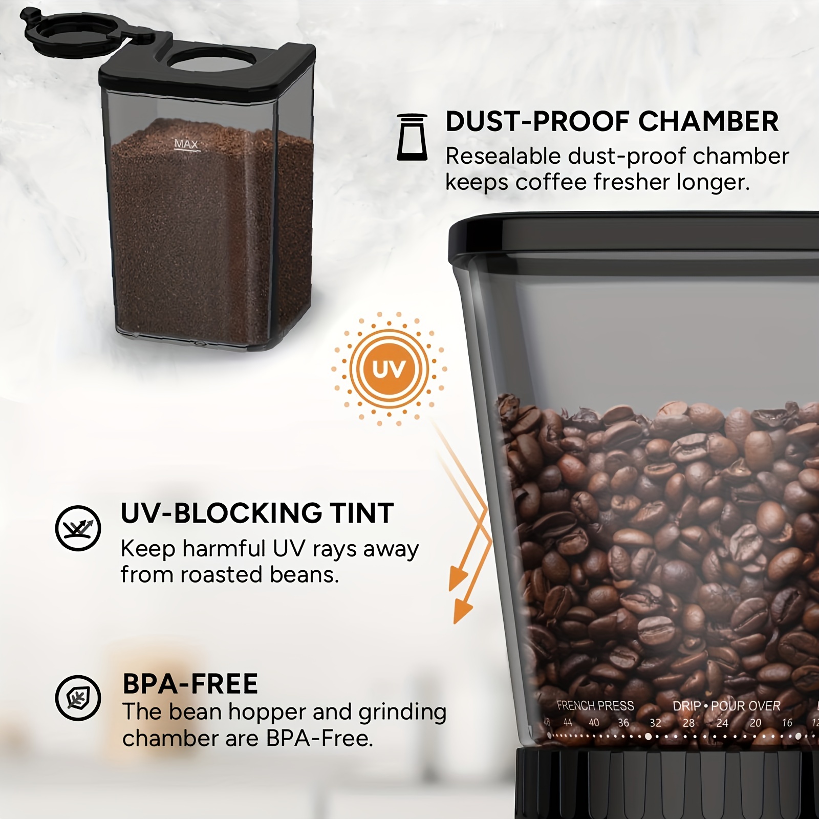 Iagreea Coffee Grinder, With 48 Precise Grinding Settings