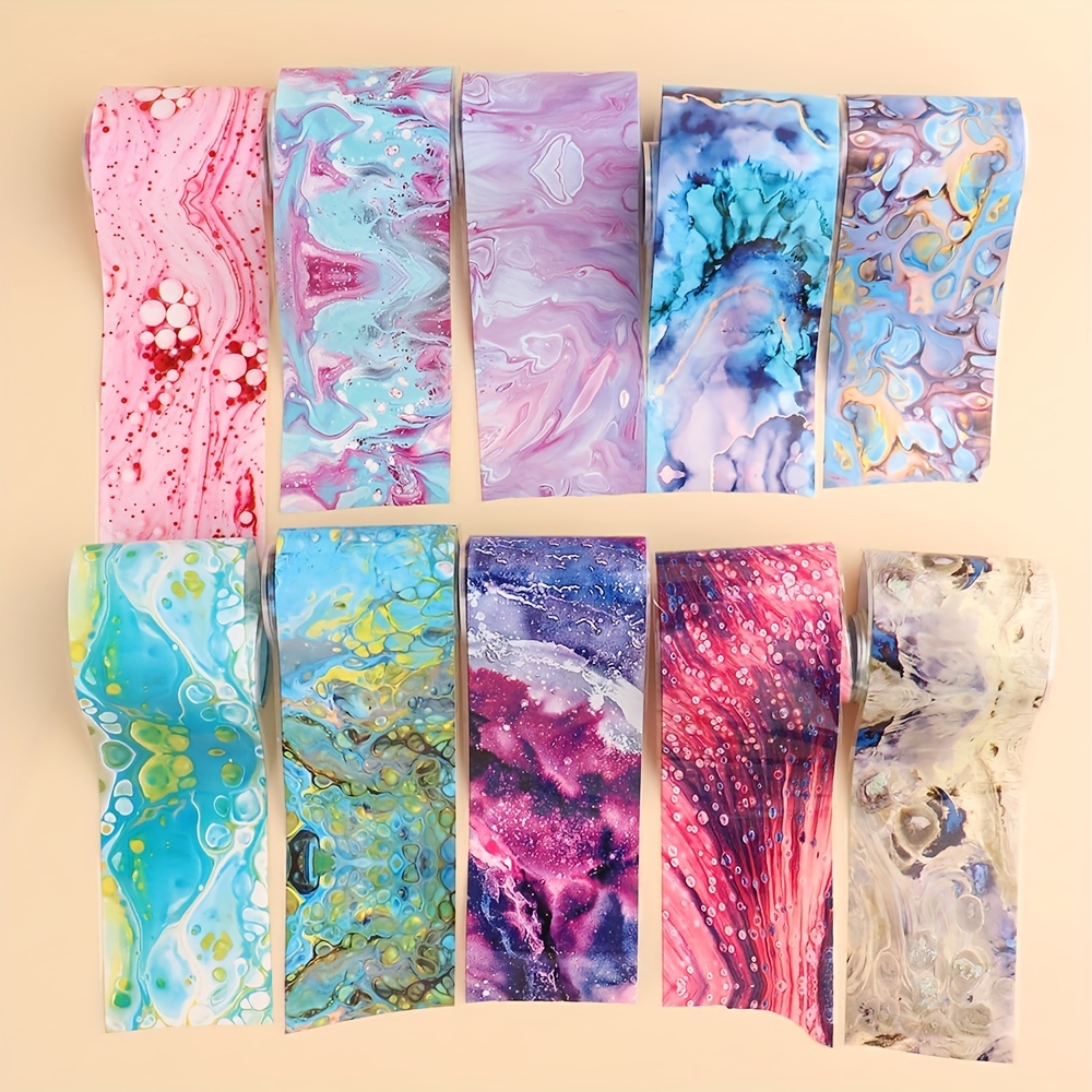 Colorful Marble Nail Foil Transfer Sticker Nail Art Decals Self Adhesive