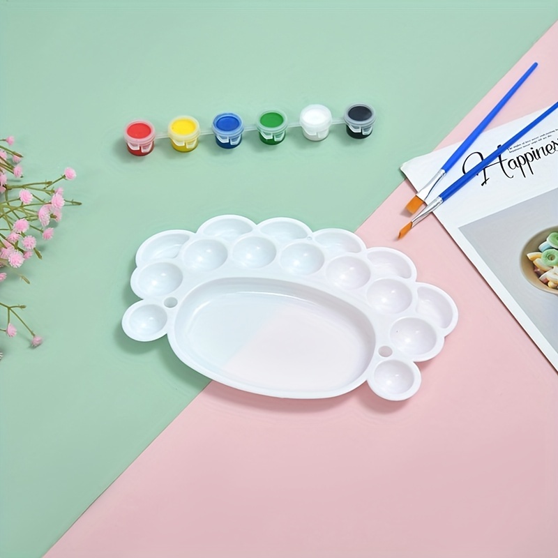 12pcs 4 Colors Paint Palettes For Kids Plastic Watercolor Pallets With  Thumb Hole Washable Painting Tray Acrylic Oil Holder For Student DIY  Classroom