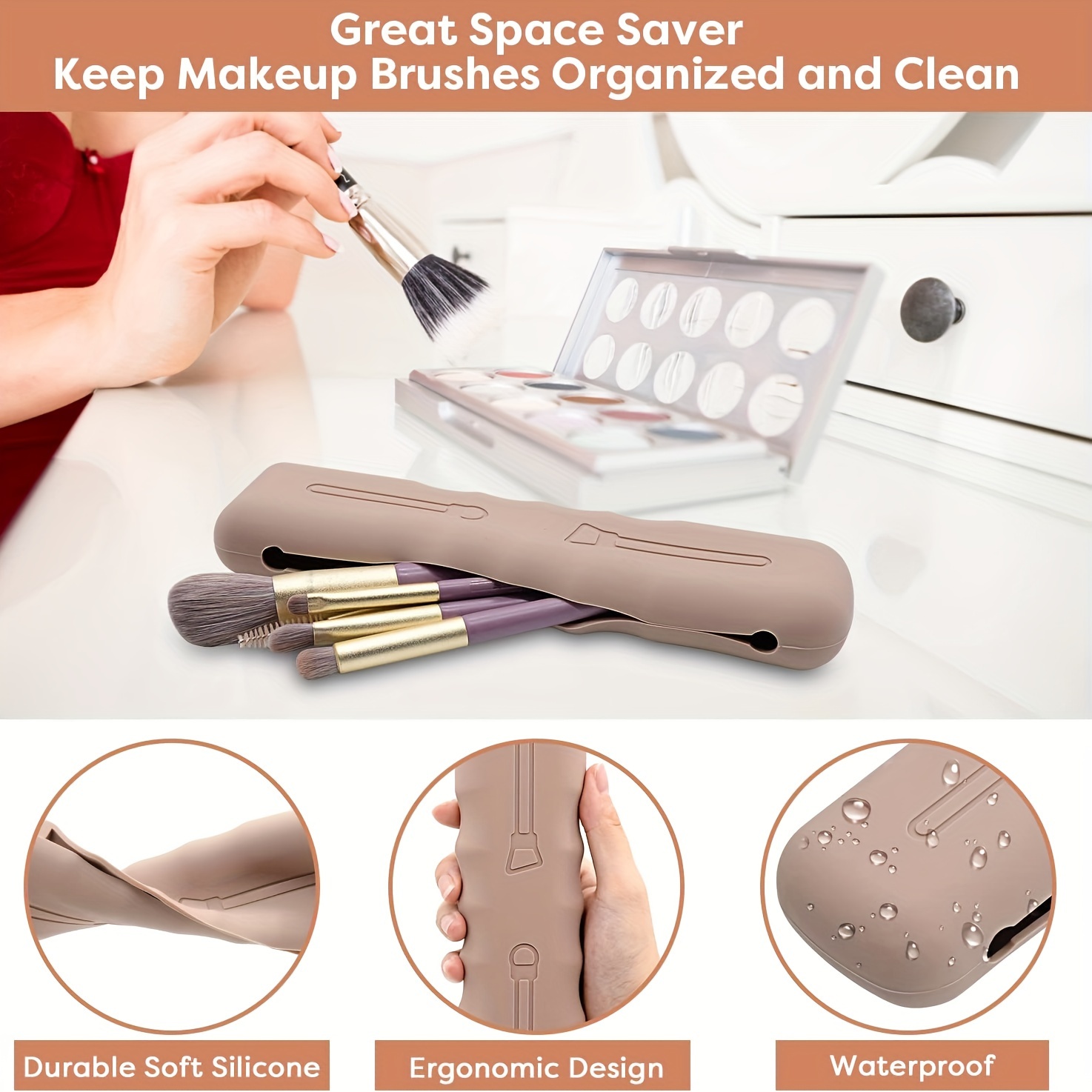 Silicone Makeup Brush Case, Magnetic Buckle Soft Silicone Brush