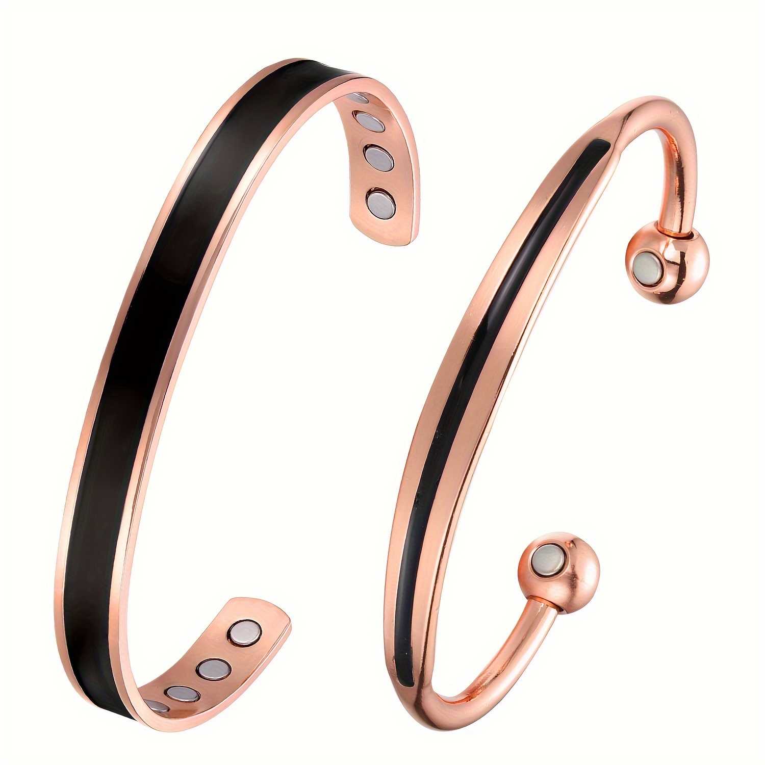 

2pcs Magnetic Copper Bracelets For Men Women, Copper Bracelets With 3500 Gauss Magnets, Adjustable Magnetic Cuff Copper Jewelry Valentine's Day Birthday Holiday Gift