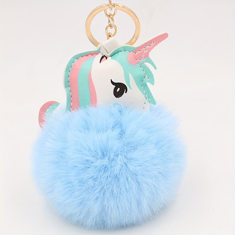 Unicorn Fur Keychain Pom Pom Charm