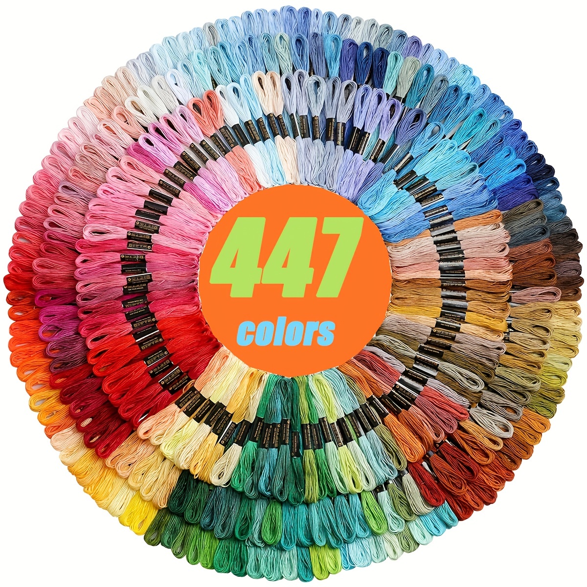 1セットの447色、刺繍糸セット、柔らかいポリエステル糸、刺繍クロスステッチ縫い糸ブレスレット糸、結び目やツイストの作成に適しています（色はランダムで繰り返しません）