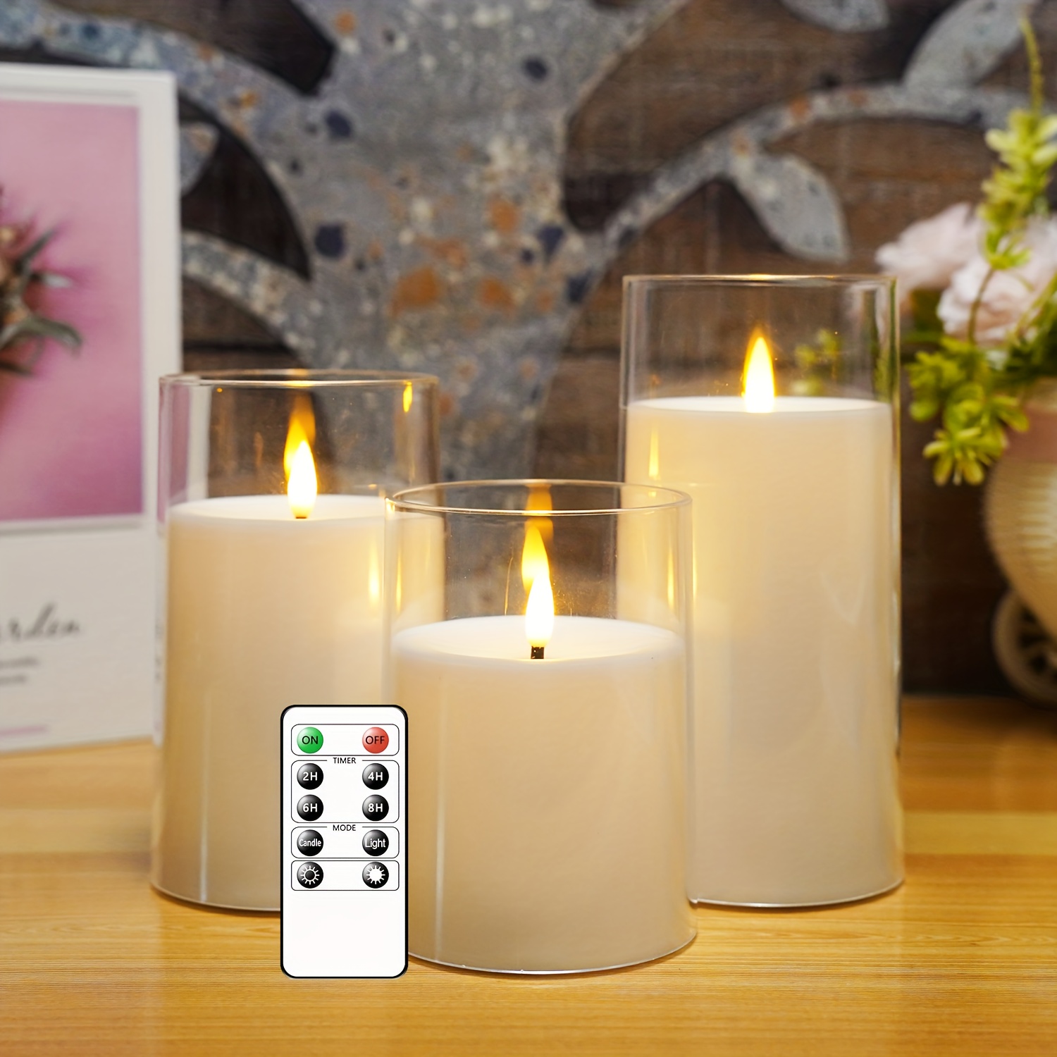 

3pcs Flameless Candle With Remote Control, Led Pillar Candle With 10-key Remote Control And 2/4/6/8h Timer, Single Battery Powered Candle For Party Home Decor (d3 *h4"5"6") (ivory)