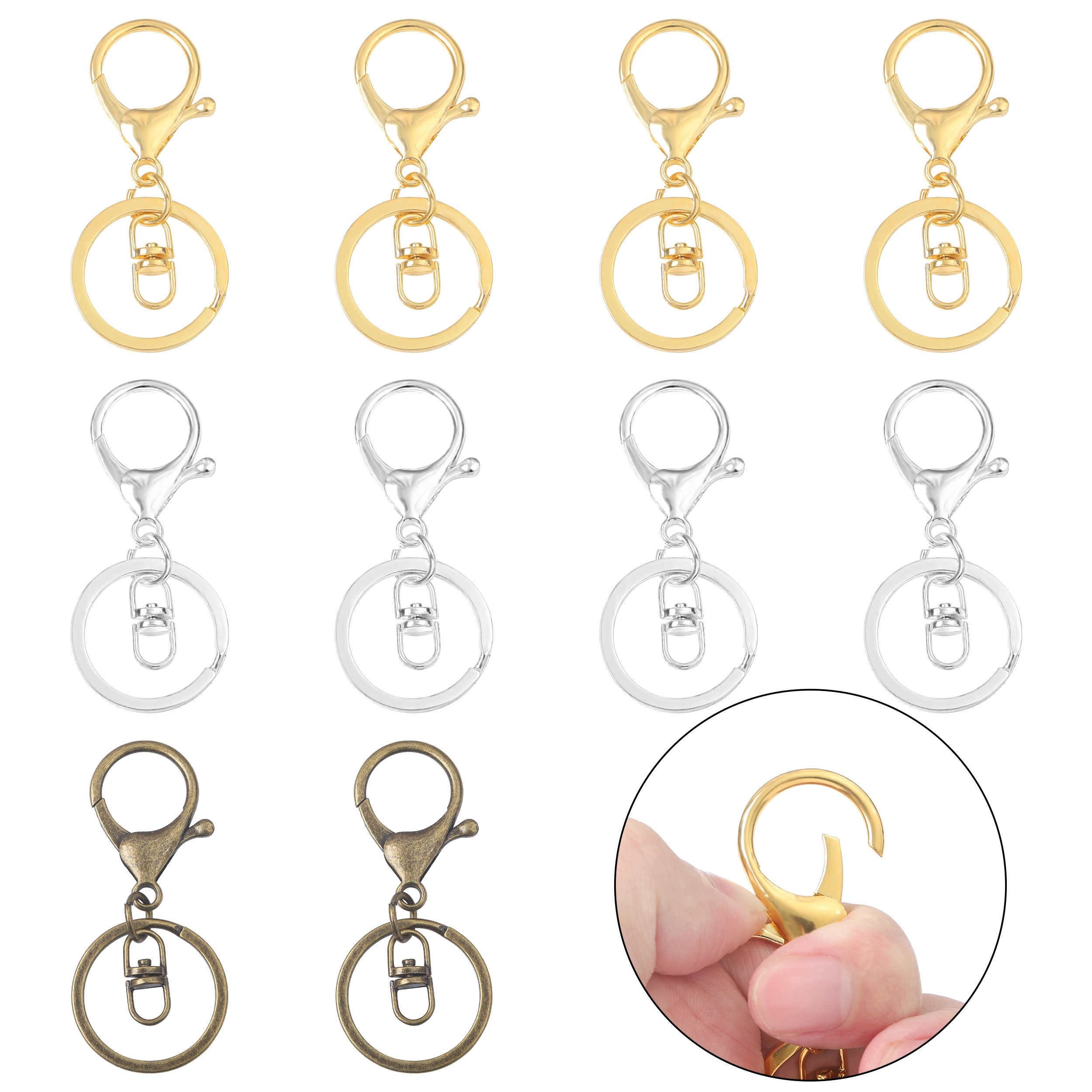 Metal Ring Keychain Multicolor Keyring Buckle Jewelry Making Supplies 20pcs  Set