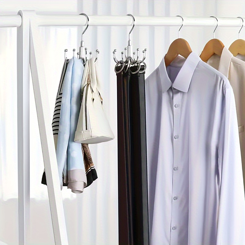 Hook up Creative Rotating Four-Claw Hook Multifunctional Wardrobe Bag  Storage Hook Nail-Free Plastic Tie Hanger (Color : B)