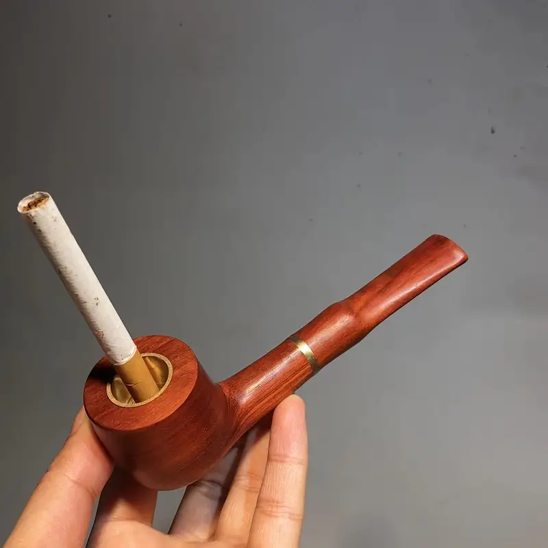 1pc small leaf sandalwood straight rod tobacco pipe boys and girls domineering tobacco pipe traditional tobacco pot pipe cigarette high end filter clean lung permanent pull rod new style tobacco pot details 1