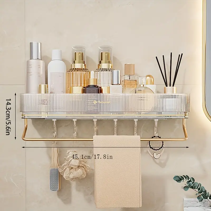 Large Capacity Wall-mounted Toilet Storage Shelf With Shower