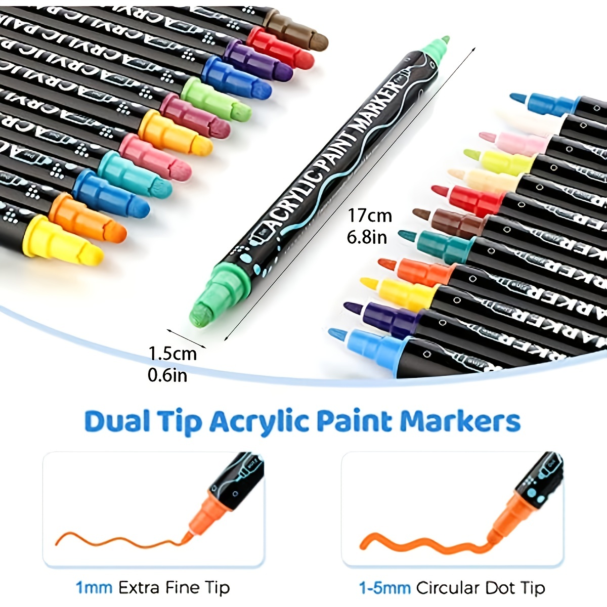 GNIDVSDLF Paint Markers Paint Pens 36 Colors, Acrylic Paint Pens Dual Tip  for Wood, Canvas, Stone, Rock Painting, Glass, Ceramic Surfaces, DIY Crafts
