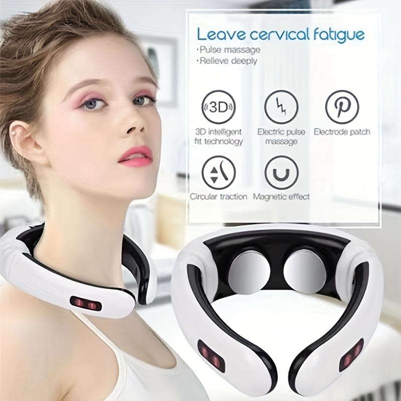 4 Heads Smart Electric Pulse Neck Massager With Heat, Cordless & Portable  Cervical Vertebra Relaxing Pain Kneading Massage Machine, 10 Modes 16  Levels Tens & Dual Motor Vibration - Temu