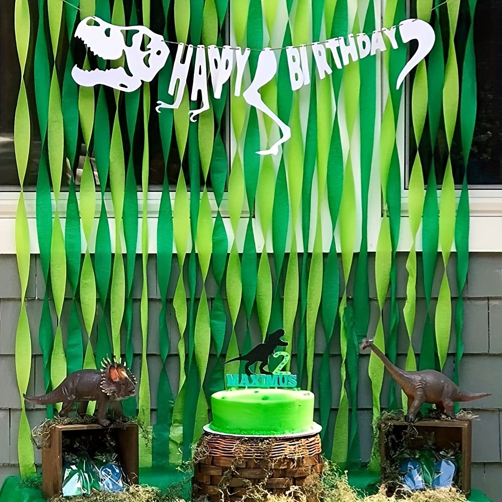 Green Paper Streamer DIY Backdrop Kit  Dinosaur birthday party  decorations, Streamer decorations, Diy backdrop