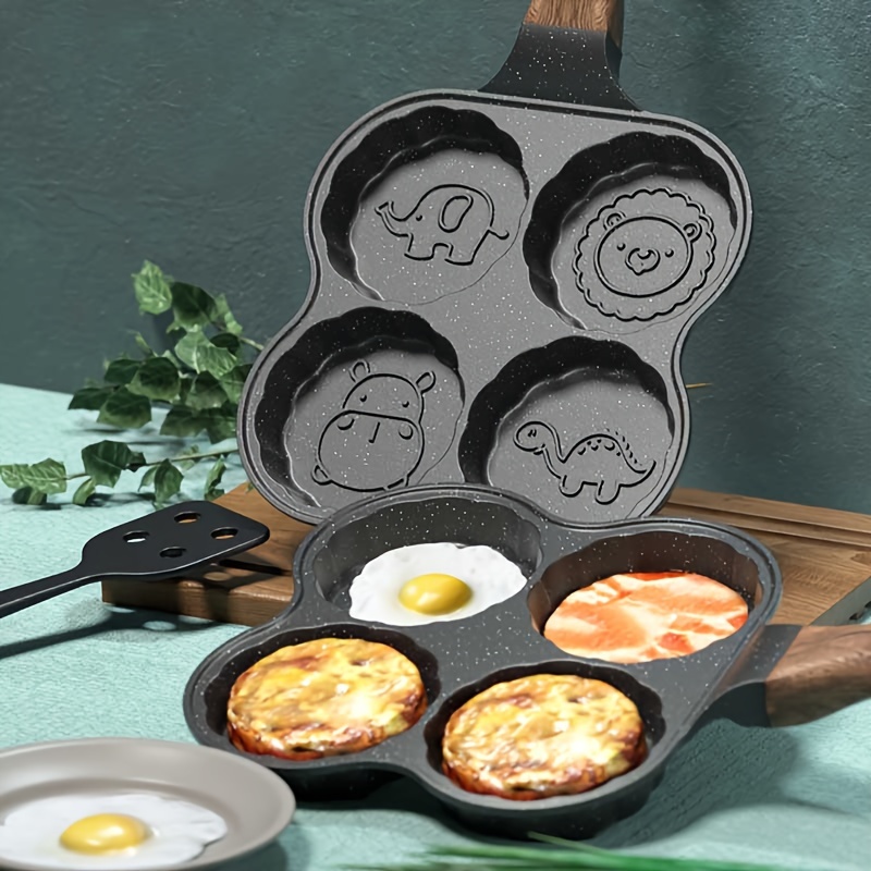 Poêle à crêpes pour enfants, 4 dessins animés Moule à œufs Poêle à frire  Revêtement en pierre médicale antiadhésive en alliage d'aluminium Poêle à