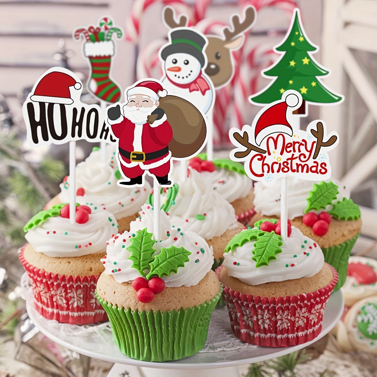 Decorating Cakes Accessories, Cupcake Topper Christmas