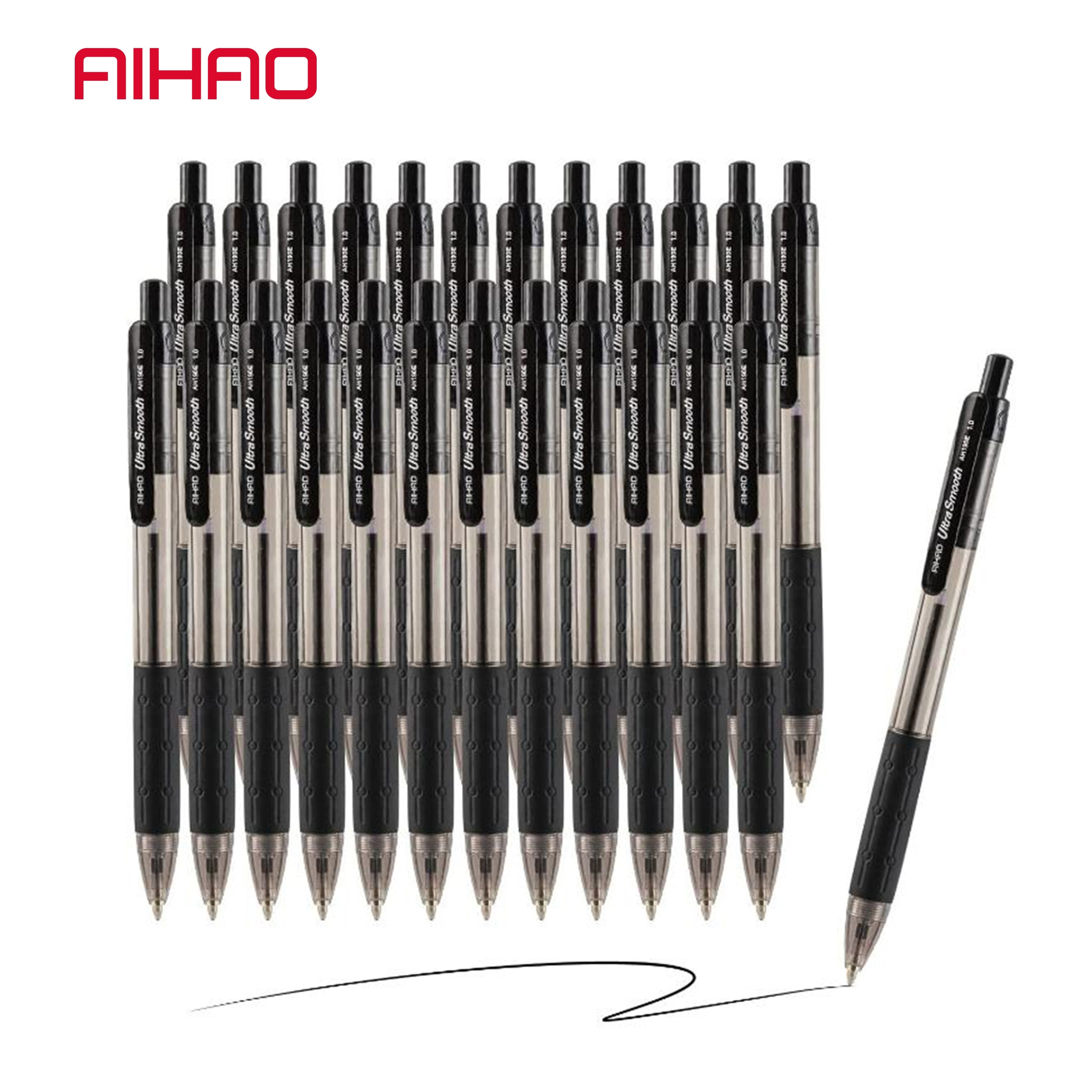 

Aihao Retractable Ballpoint Pens, Black Ink, Medium Point (1.0mm), 24 Pack, Hybrid Ink Pens For Smooth Writing