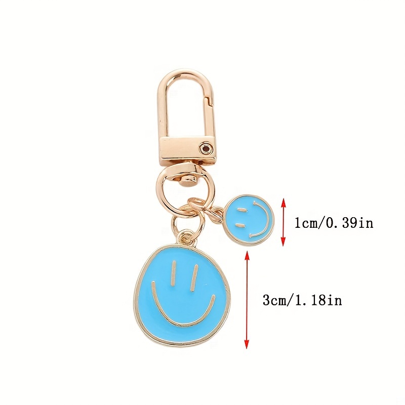 1pc Happy Face Keychain Golden Keyring, Bag Pendant Accessories, For Men