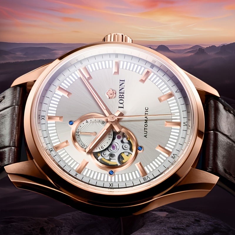 Lobinni メンズ腕時計人工サファイアミラー全自動機械式時計紳士腕時計