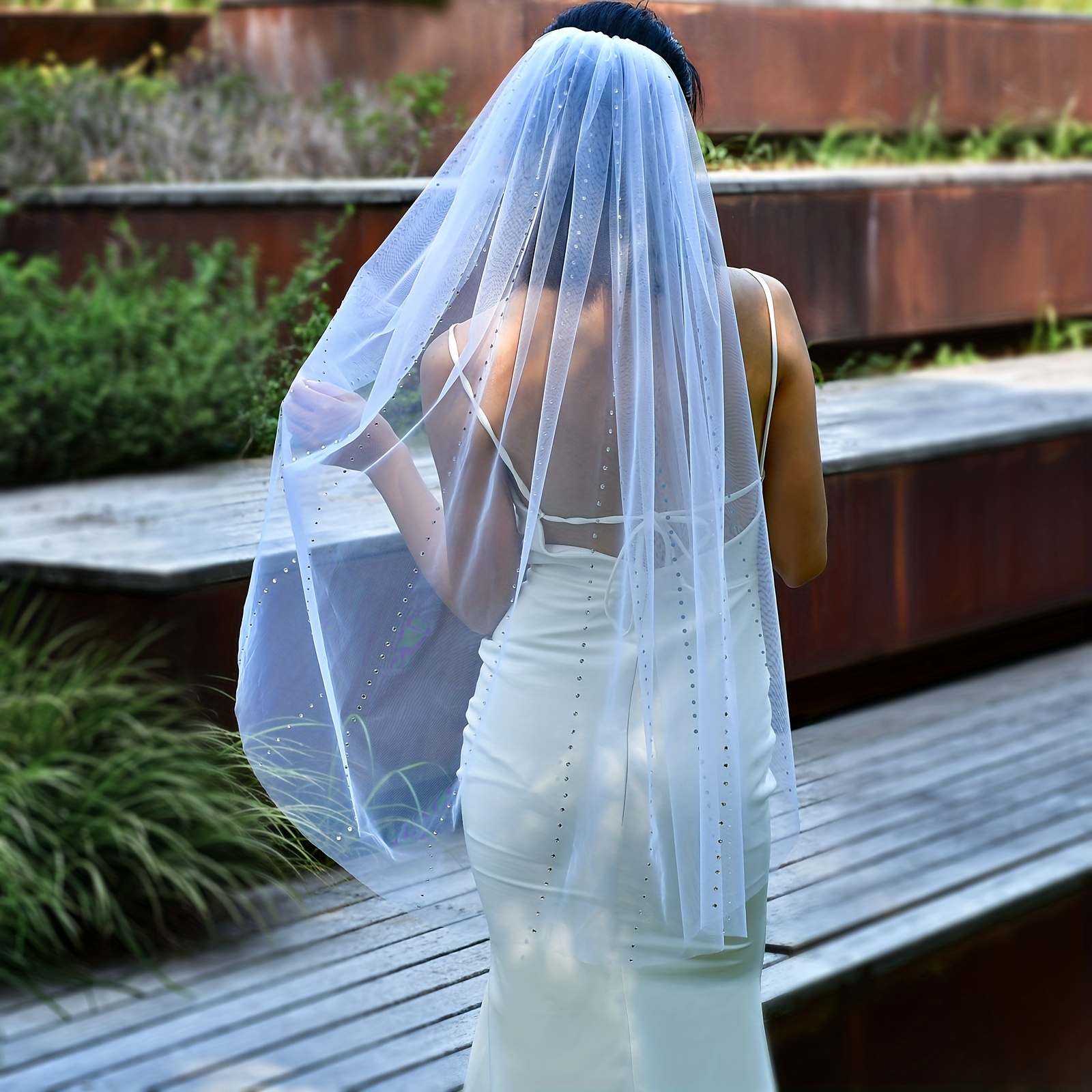 Bridal Wedding Head Veil With Comb Faux Pearl Head Veil Hair Accessories  For Girls Women - Temu