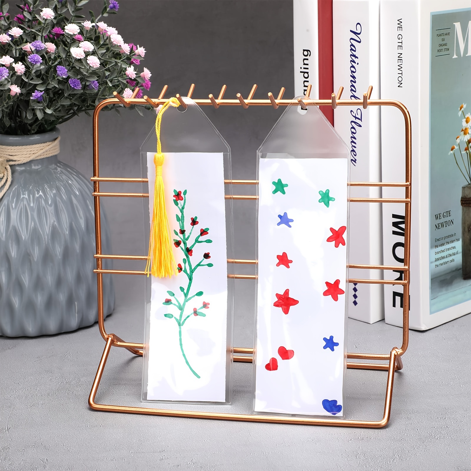 Acrylic Bookmarks and Bookmark Sleeves Penta Angel 20Pcs Blank Clear Craft  Book Marker with 20Pcs Plastic Photo Booth Sleeves for Valentine's Wedding