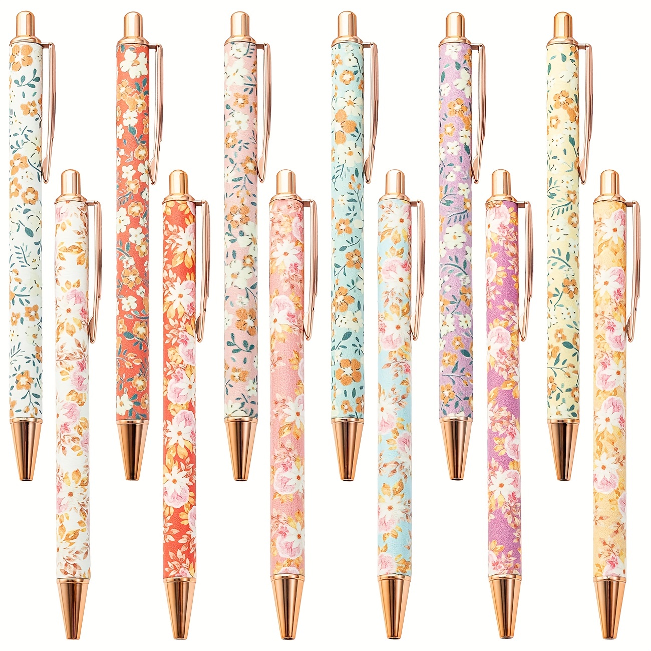 

6pcs Metal Flower Ballpoints Pens Fancy Pretty Pens For Women Retro Floral Cute Pens Metal Retractable Black Ink Pen Flower Writing Journaling Gifts For Girls School Office