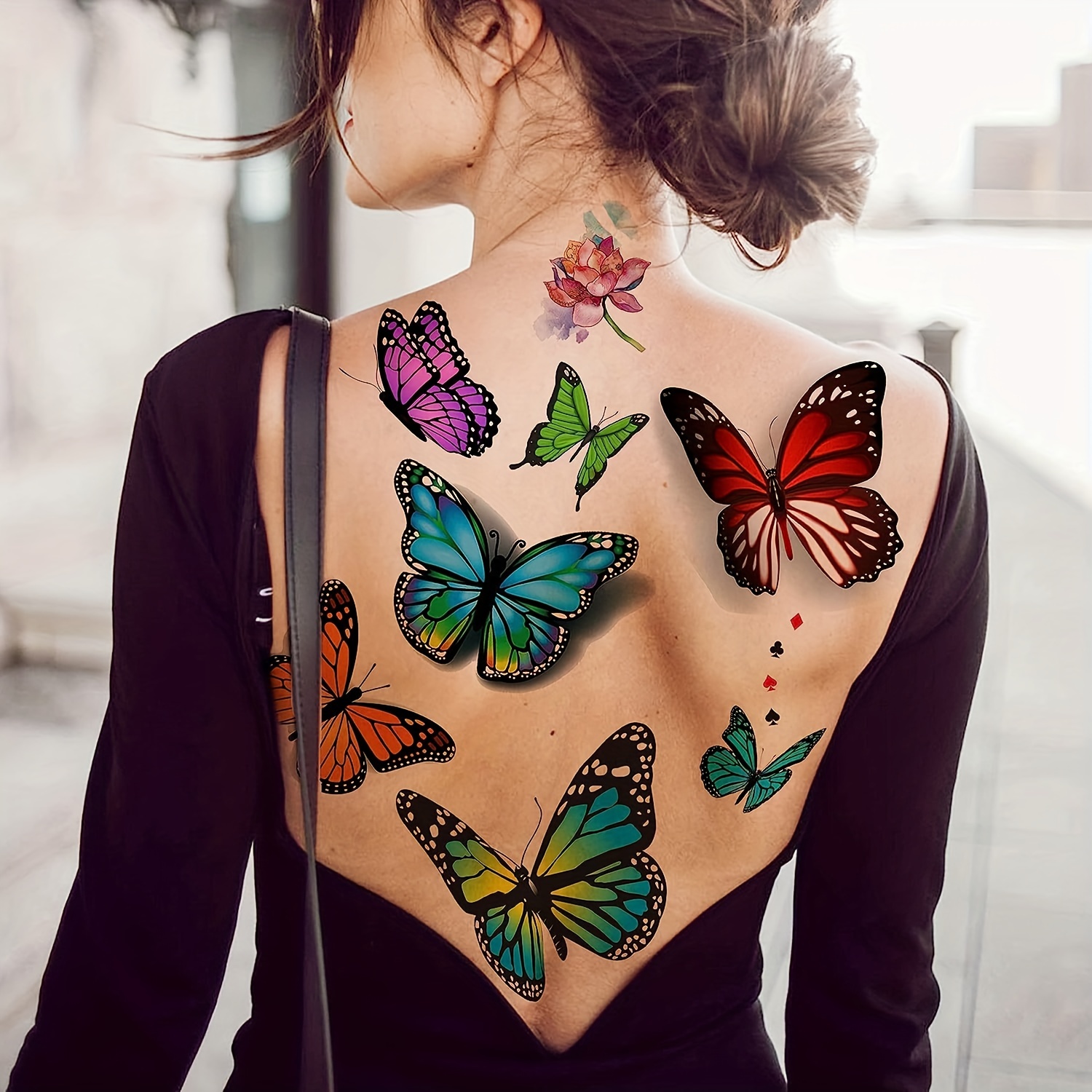 realistic butterfly tattoos on back