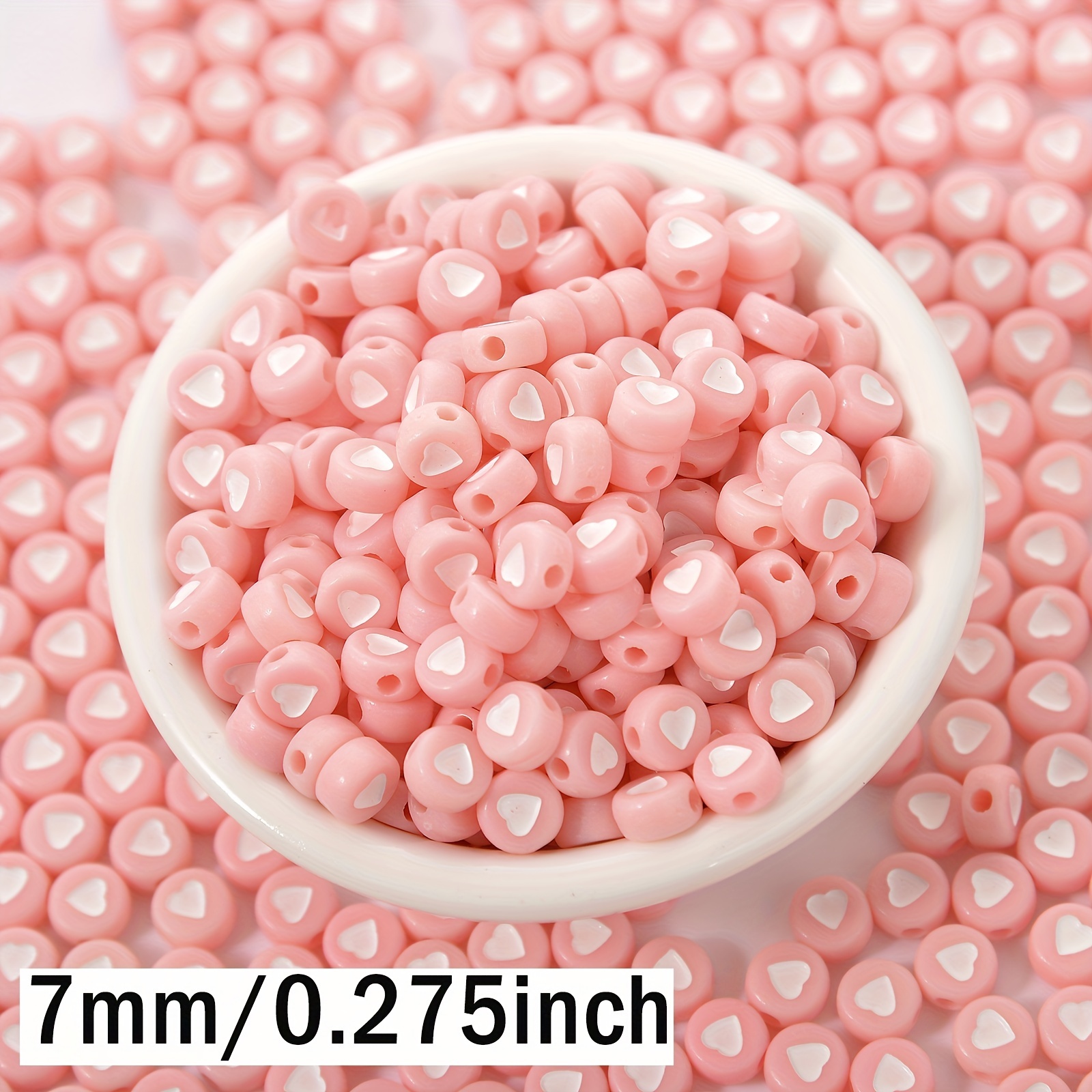 100pcs 7mm Pink Acrylic Letter Beads Alphabet Round Flat Loose Spacer Beads  for Bracelet Necklace Jewelry Making Handmade DIY