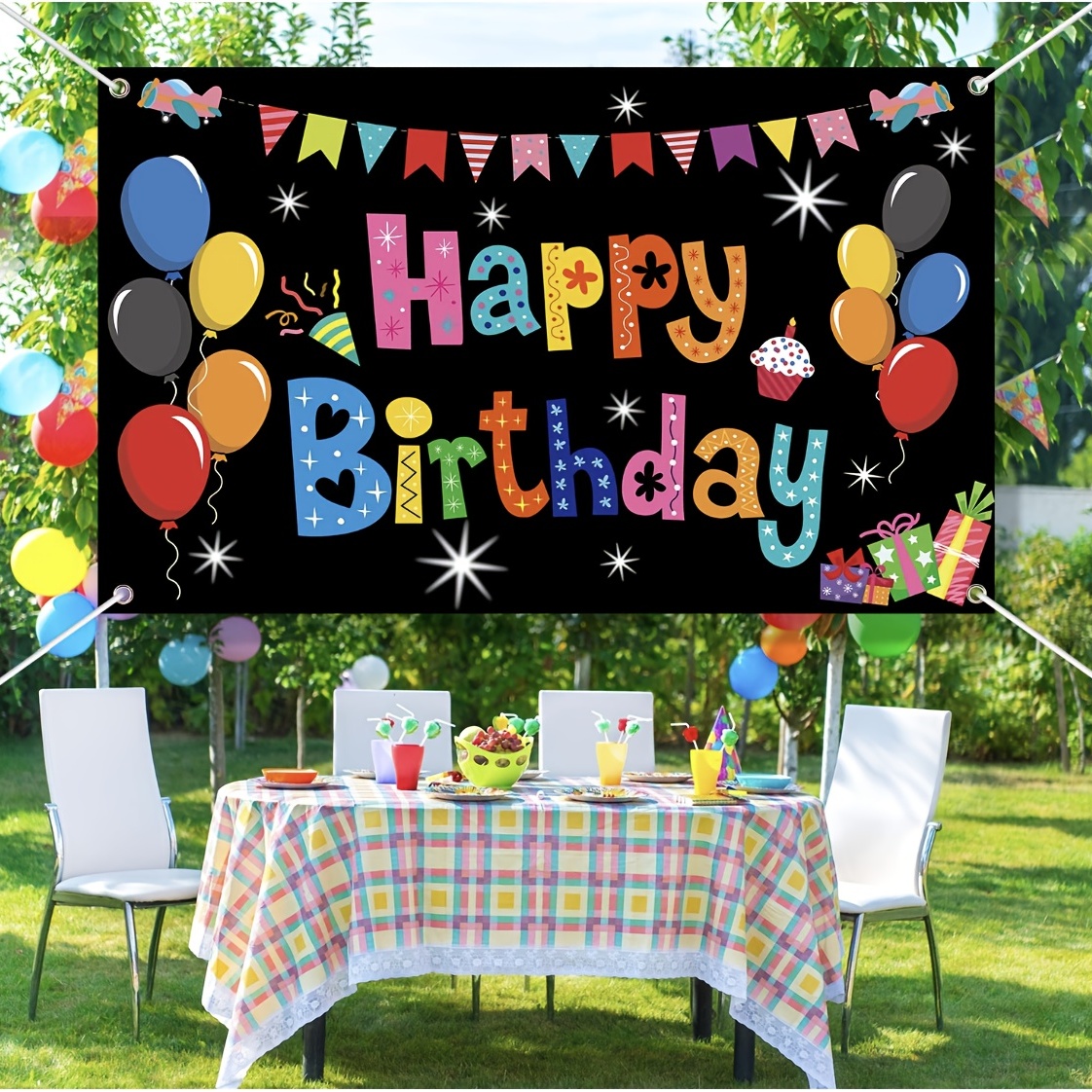 Set Happy Birthday Background Banner 70 8in 40 3in Super Sign Poster  Rainbow Birthday Banner For Men And Women Birthday Anniversary Party Photo  Booth Background Banner Decoration Supplies | Shop The Latest Trends | Temu