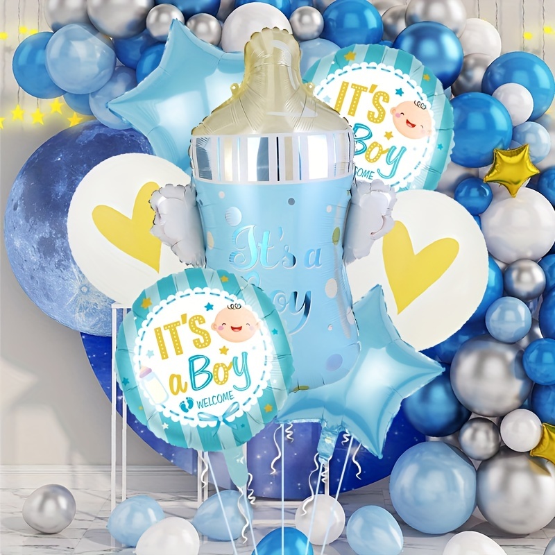 Temu 6pcs, Blue Hanging Paper Fans Party Set, Round Pattern Paper, Garlands Decoration, Birthday Baby Boy Shower, Graduation Bachelorette, Background