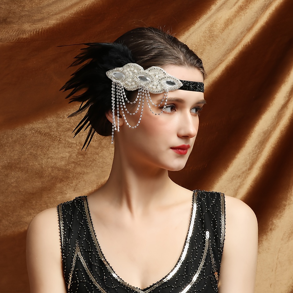 1920s Vintage Headwear Flapper Faux Feather Headband - Temu