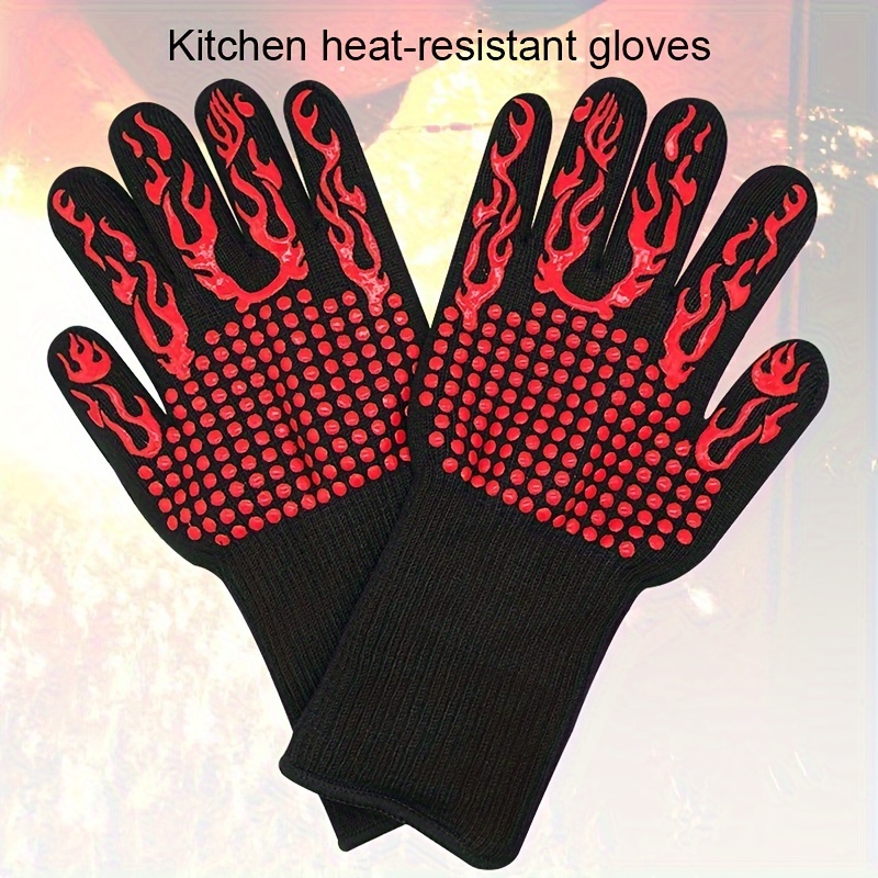 Hitzeschutz Handschuh, Handschuhe Hitzebeständig, Hitzehandschuh Feuerfeste  Handschuhe Kochhandschuhe, Für Backen, Küche & Grillen - Schwarz:  : Garten