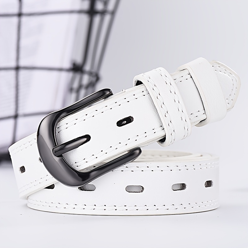 Rectangular Buckle Pin Belt Casual Pu Leather Waist Belts - Temu Canada