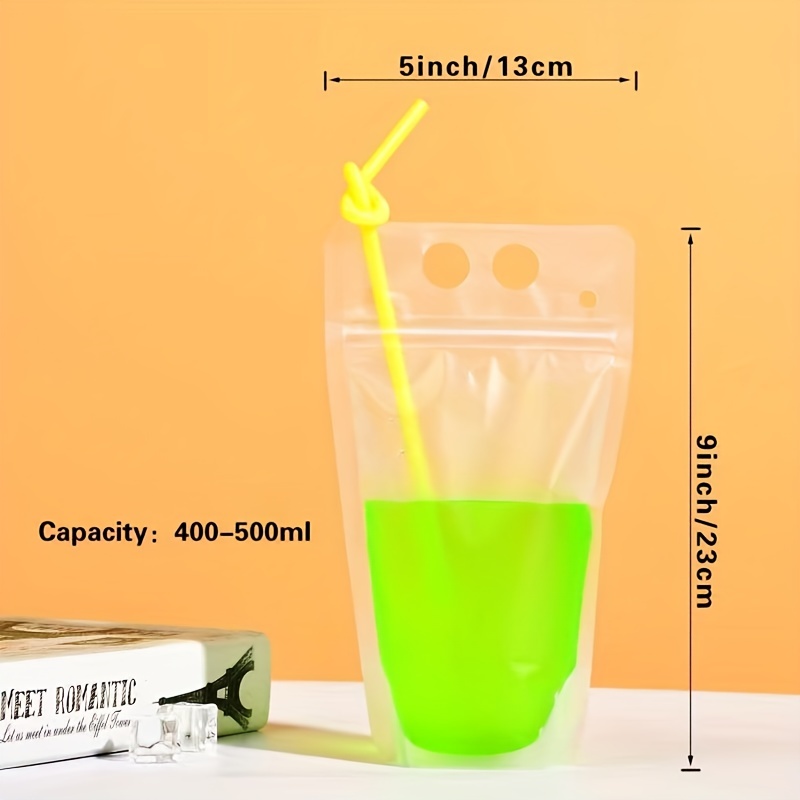 Drink Pouches With 50 Straw, Bag For Drinks Freezable Juice Pouches,  Transparent Reclosable Zipper Plastic Pouches Drink Bags For Summer Cold  Drinks For Adults - Temu