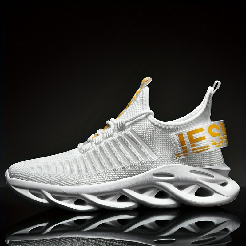 Image of Men's Breathable Lightweight Running Shoes With Elastic Sole, Sneakers, Breathable Casual Shoes, Fashionable Men's Shoes, Random Letter