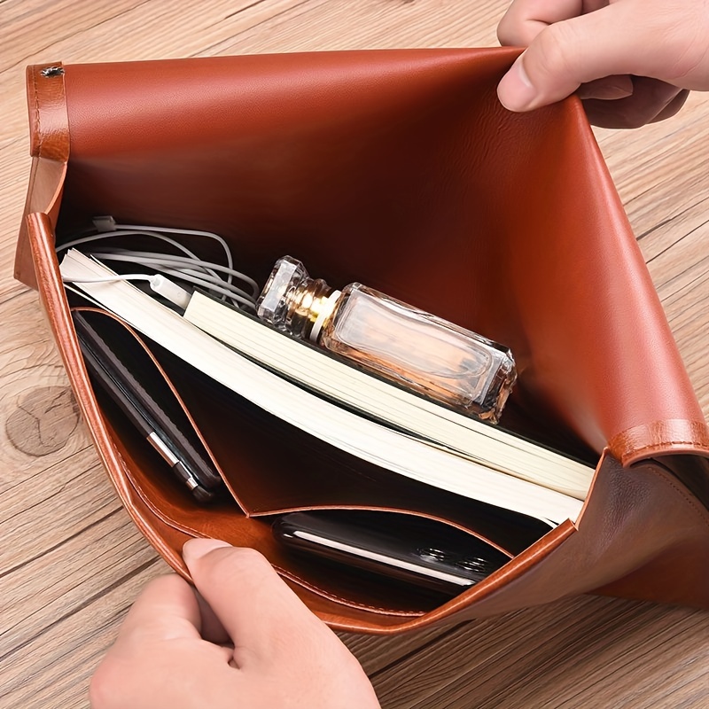 Leather Business Folder Office Supplies Classic Snap Document Bag File  Organizer