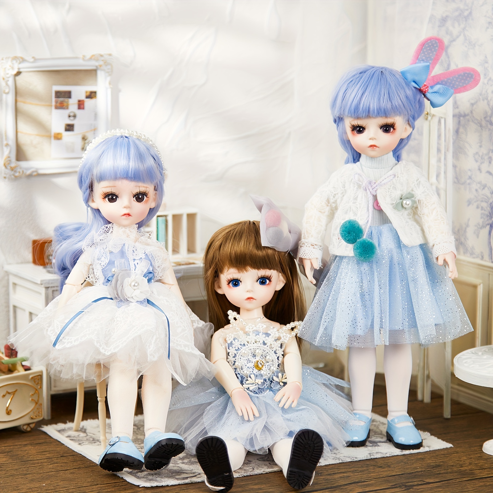 New 28cm Anime Doll Full Set 1/6 Bjd Doll with Clothes Suit and Headdress  Girls Dress Up Toy Gifts