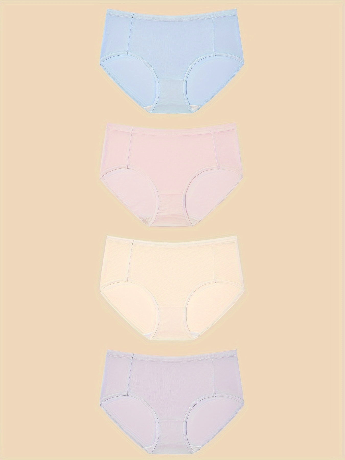 Simple Solid Briefs, Comfy & Breathable Stretchy Intimates Panties