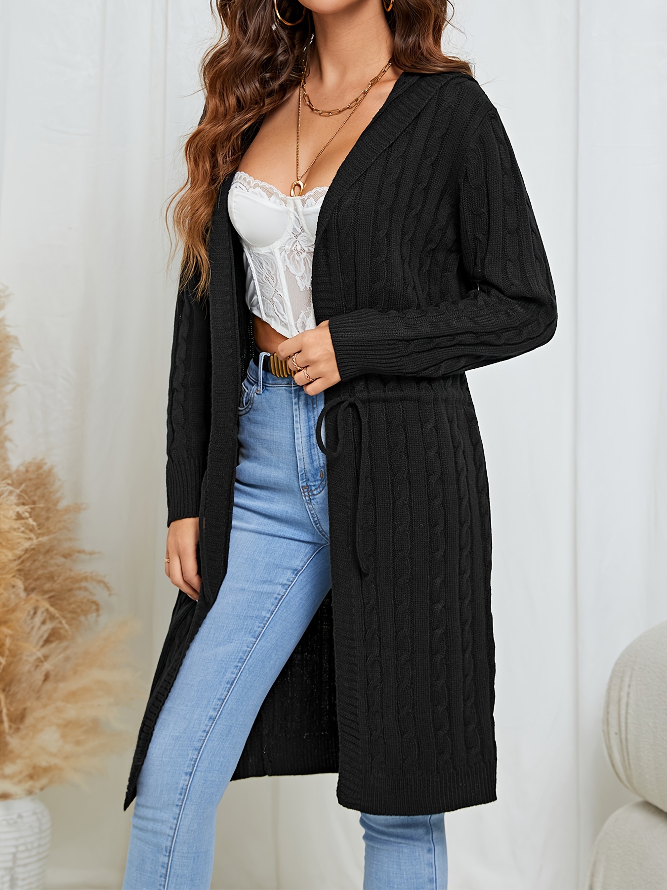 Waist shop length cardigan