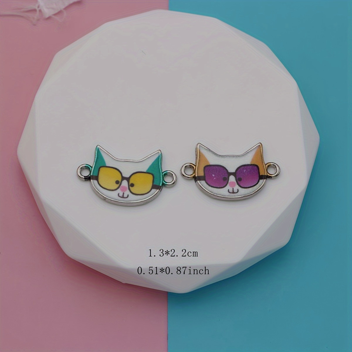 DIY Accessories 6pcs Silver Plated Enamel Colorful Cat Charm for Jewelry Making Bracelet Necklace Craft,Temu