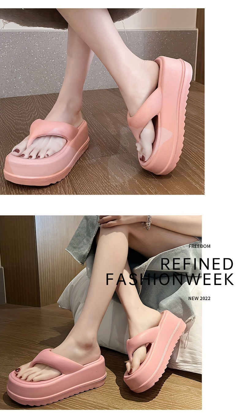   womens 7cm thick sole eva slide sandals open toe summer slippers with black white straps comfortable indoor outdoor use casual footwear   durable footwear Product details 7
